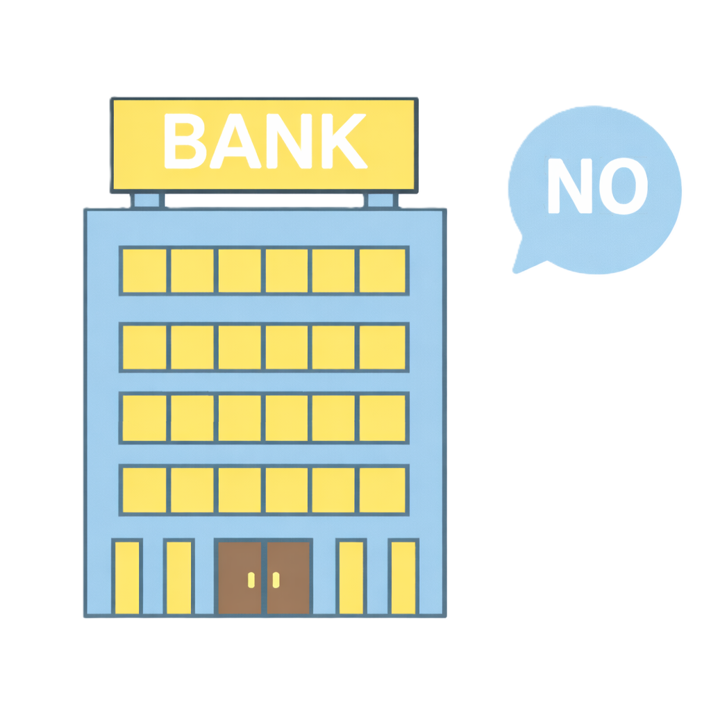 銀行で融資が断られたアイコン